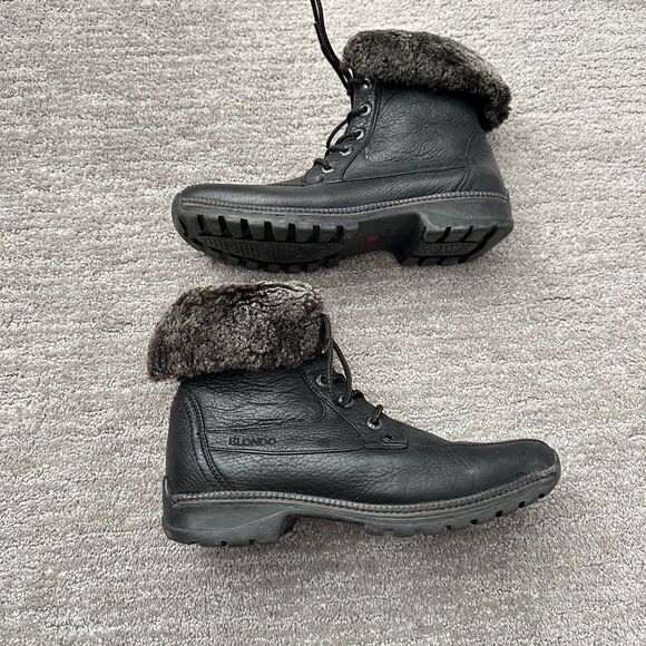 Blondo Shoes - Blondo Boots Womens 9N Black Shearling Fold Over Leather Waterproof Square Toe